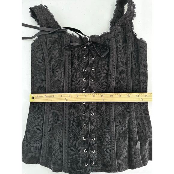 Tripp NYC corset black velvet Y2K goth zipper steampunk renaissance pirate L - Picture 3 of 9